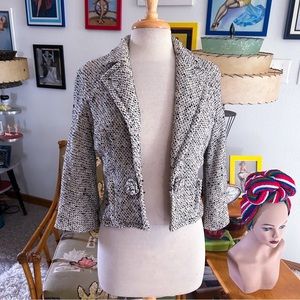 Vintage 1950s Jacket Beige Oatmeal Crop S M Suit Coat Rockabilly Pinup 50s